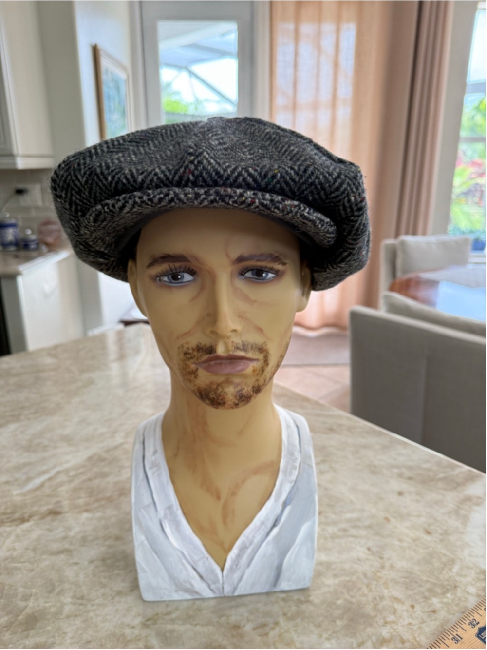Men's Hanna Hats Gray Multicolor Herringbone Flat Cap Page boy unisex